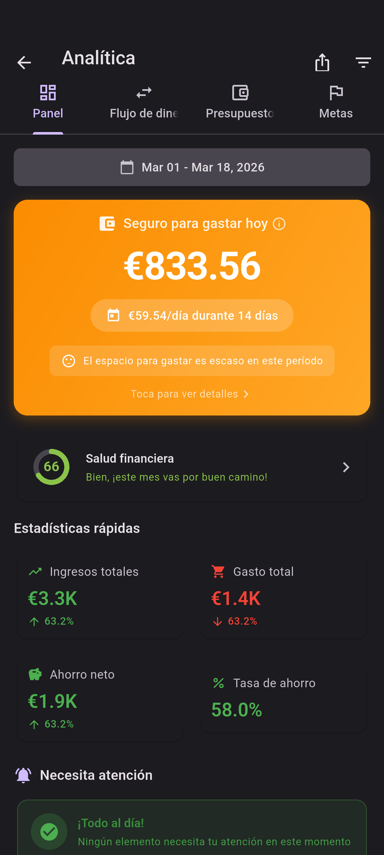 EZer Analytics - Income, expenses and spending breakdown