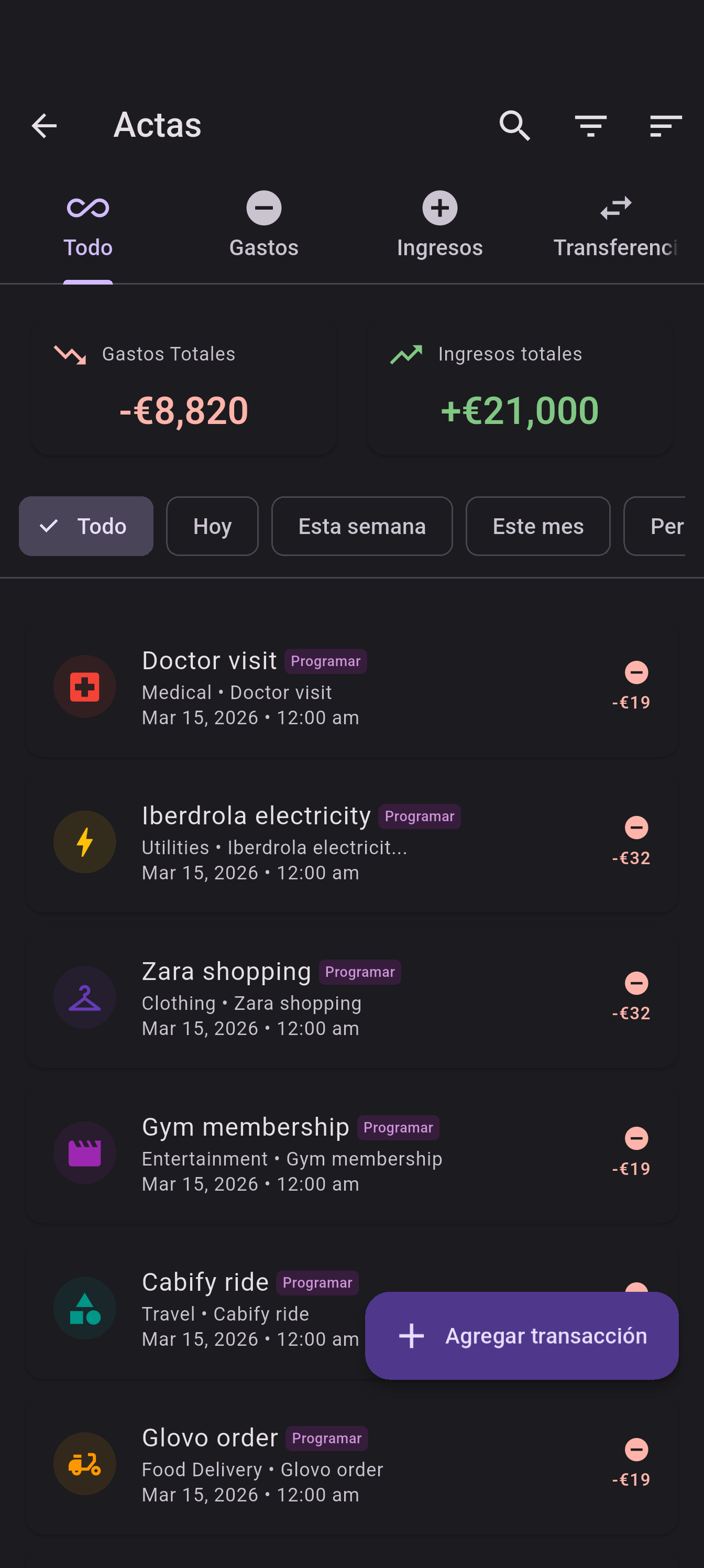 EZer Transactions - Full spending history