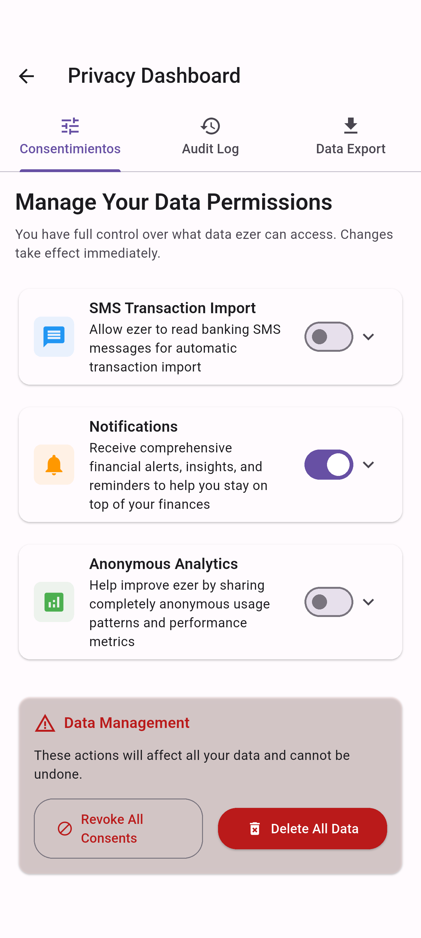 EZer Privacy Dashboard - Your data, your control
