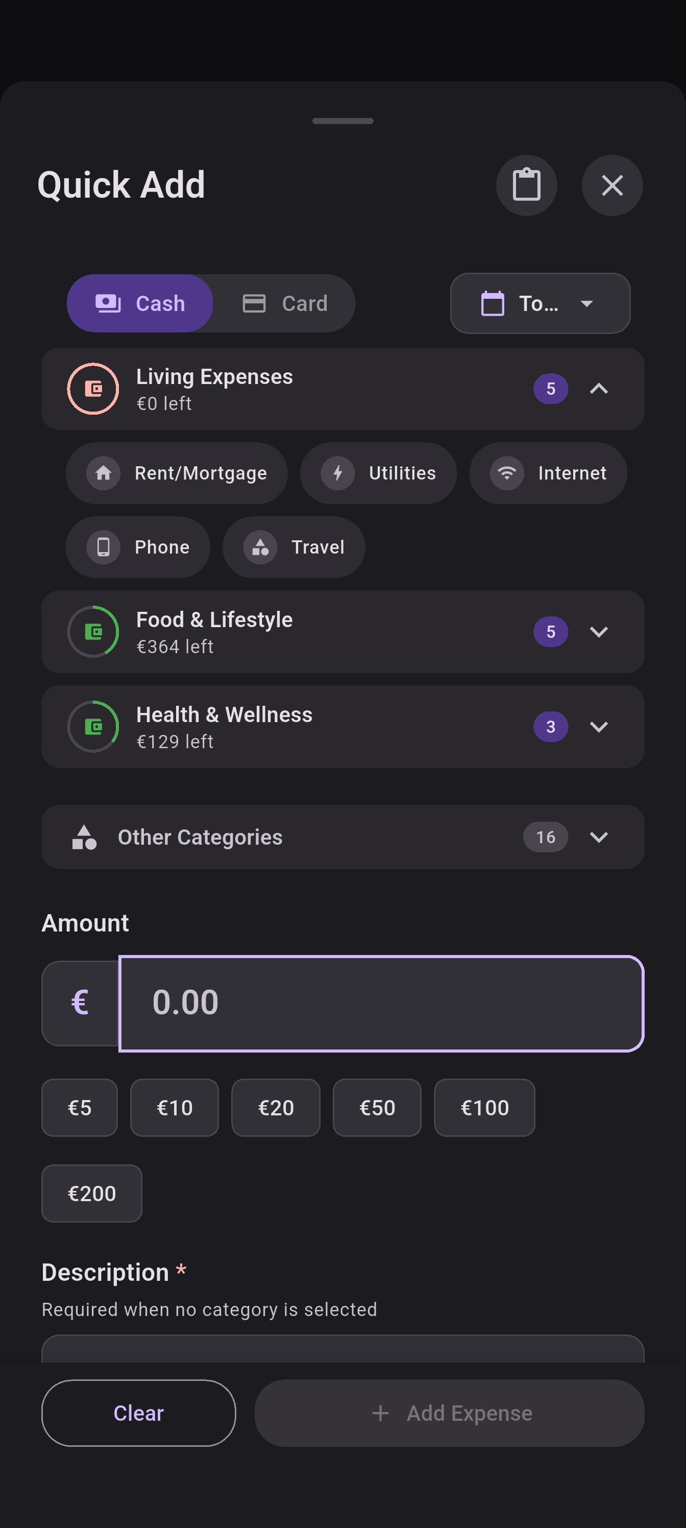 EZer Quick Add - Add expenses in 3 taps