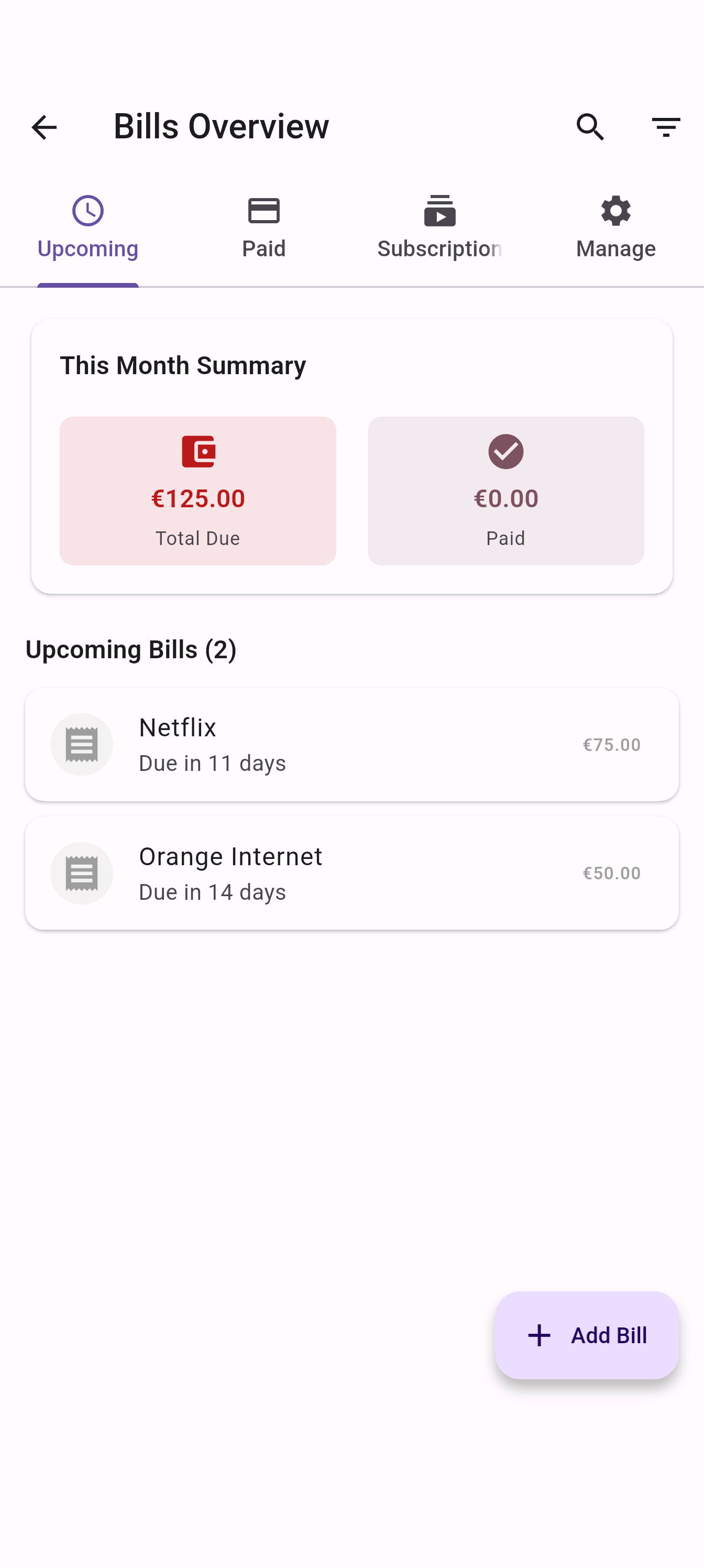 EZer Bills - Never miss a payment